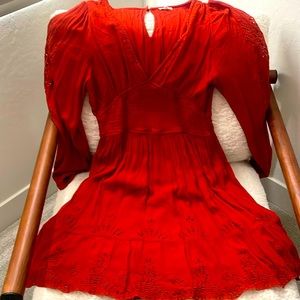 Red long sleeve mini dress